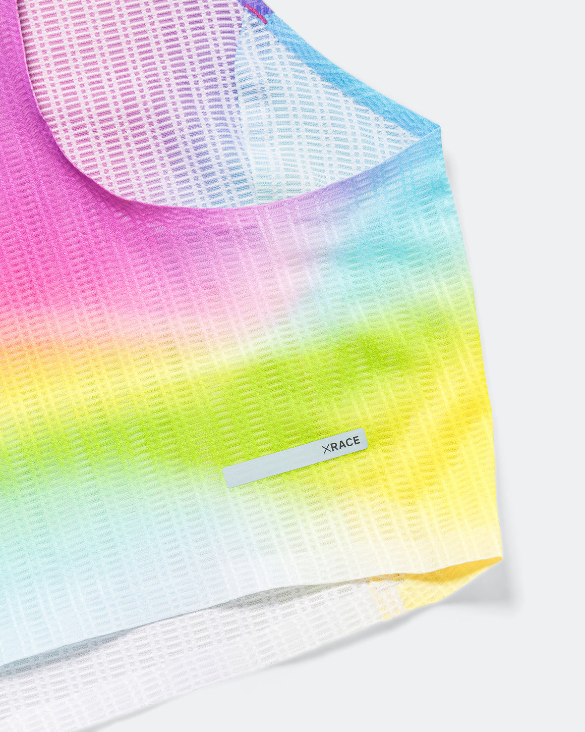 Soar - Womens Race Crop - White/Summer Rainbow - Up There Athletics
