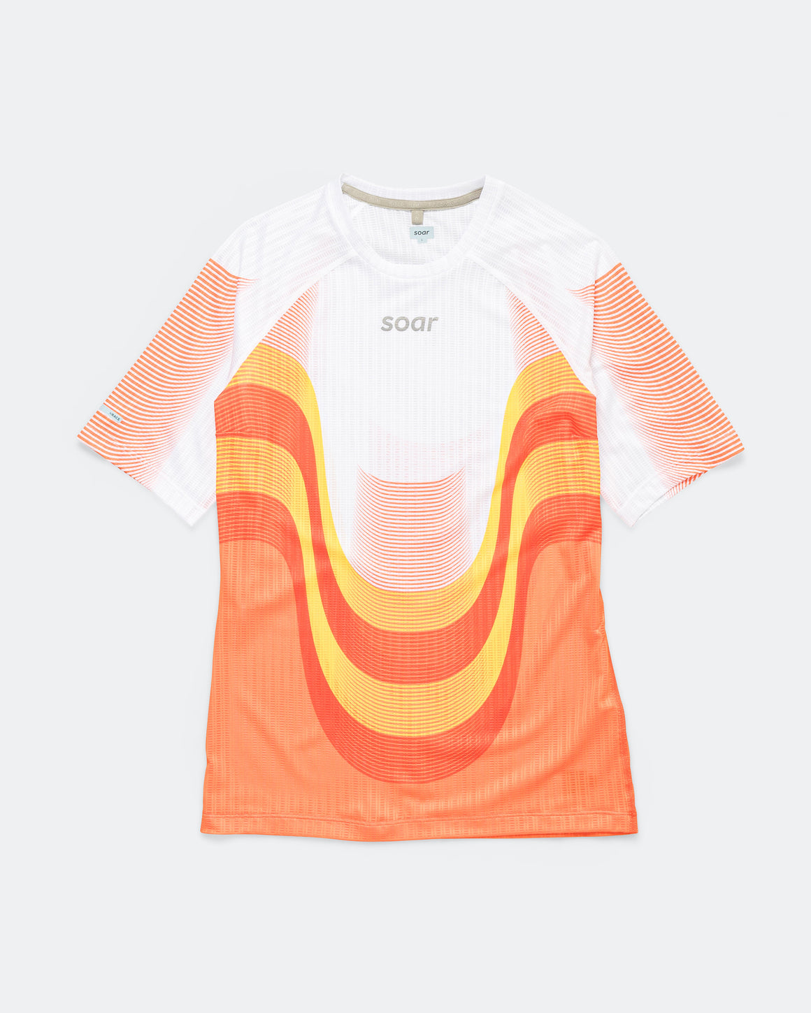 Soar - Womens Race Tee - Orange/Red-White - Up There Athletics
