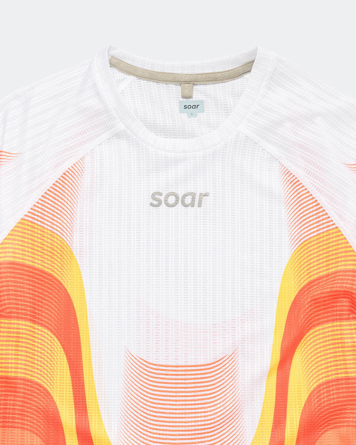 Soar - Womens Race Tee - Orange/Red-White - Up There Athletics