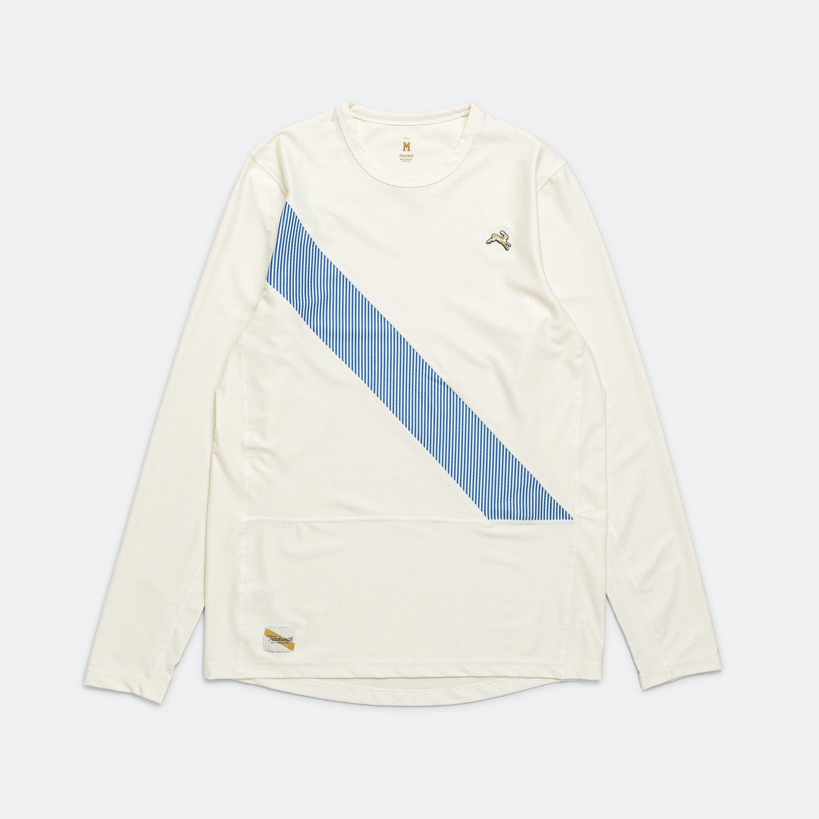 Tracksmith - Mens Van Cortlandt Long Sleeve - Ivory/Royal Stripe - Up There Athletics