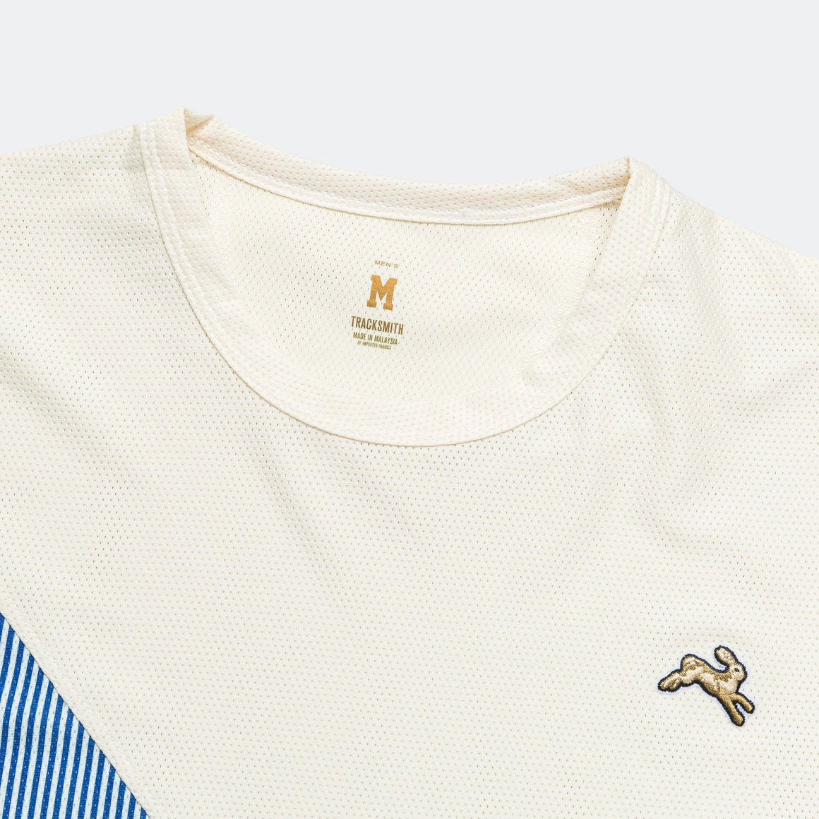 Tracksmith - Mens Van Cortlandt Long Sleeve - Ivory/Royal Stripe - Up There Athletics