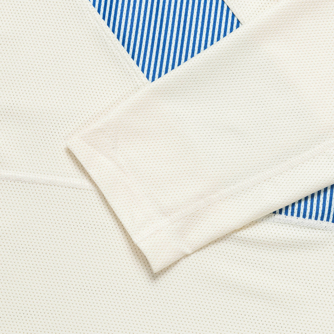 Tracksmith - Mens Van Cortlandt Long Sleeve - Ivory/Royal Stripe - Up There Athletics