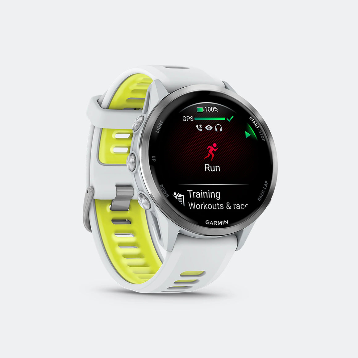Garmin - Forerunner 970 - Titanium w/Whitestone Case-Whitestone-Translucent amp Yellow Band - Up There Athletics