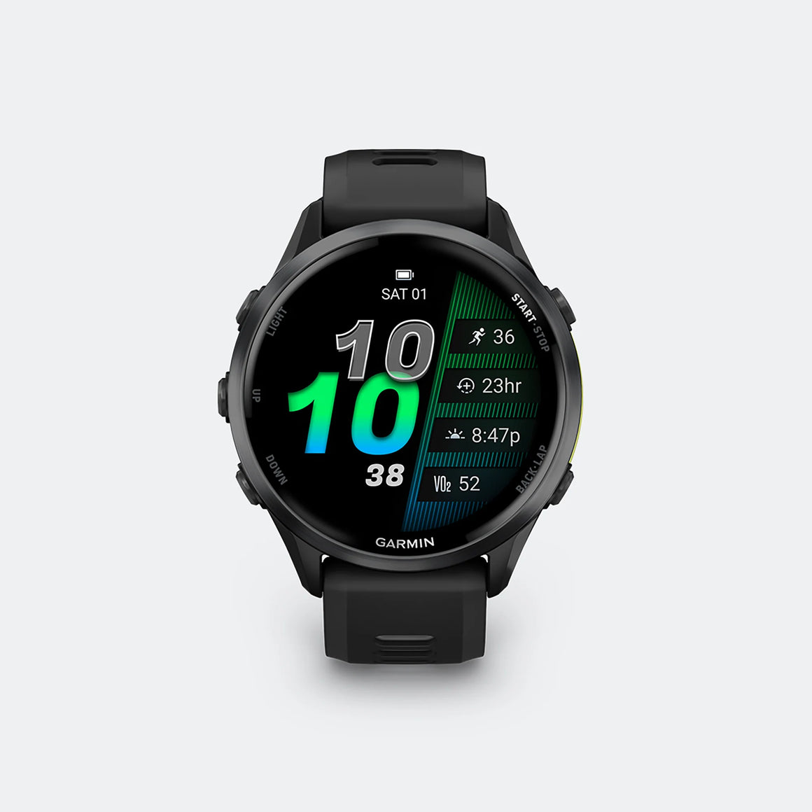 Garmin - Forerunner 970 - Carbon Grey DLC Titanium w/Black Case-Black/Translucent Whitestone Band - Up There Athletics