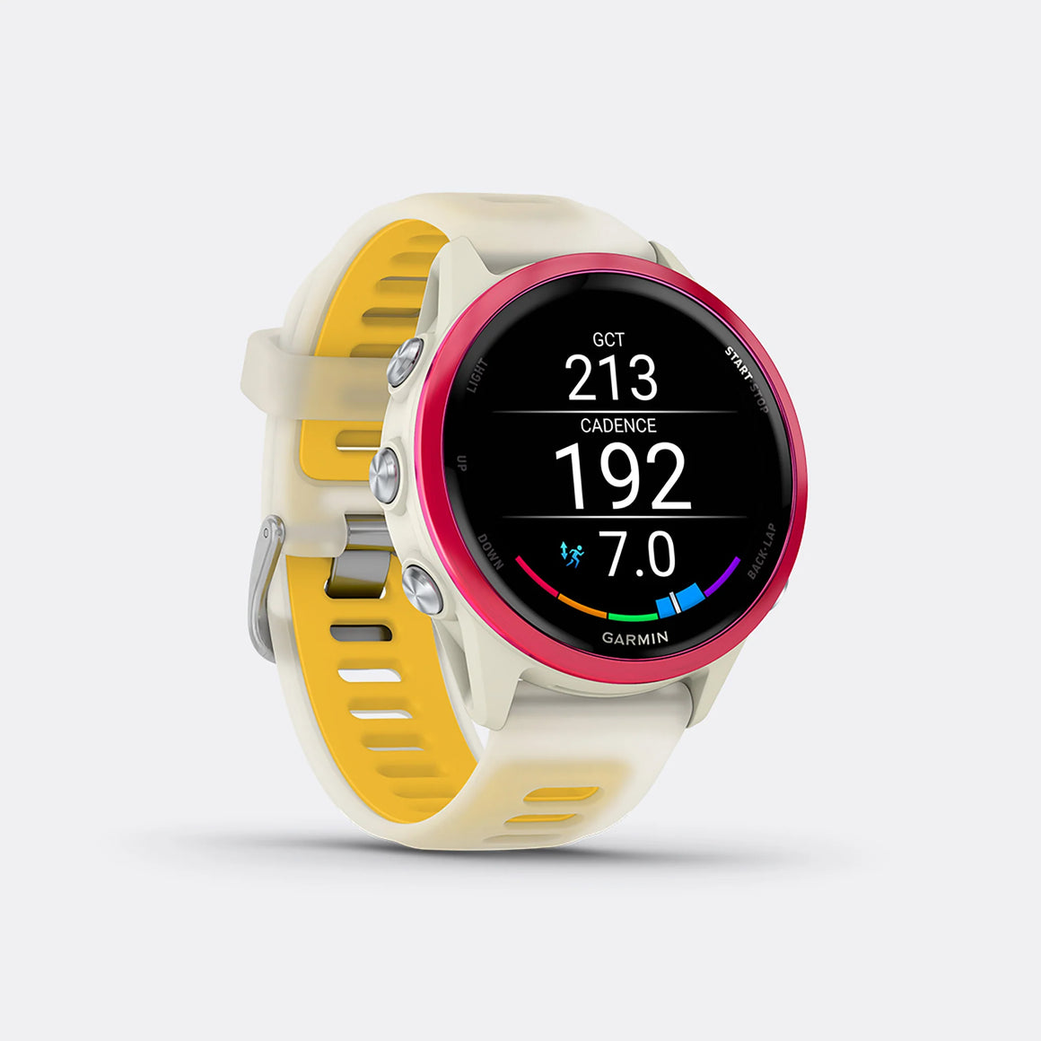 Garmin - Forerunner 570 - 42mm - Raspberry Aluminum w/Translucent Bone-Mango Band - Up There Athletics