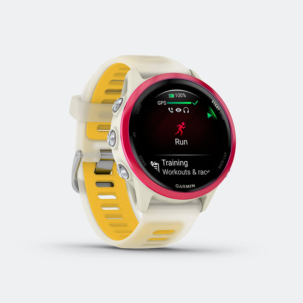 Garmin - Forerunner 570 - 42mm - Raspberry Aluminum w/Translucent Bone-Mango Band - Up There Athletics