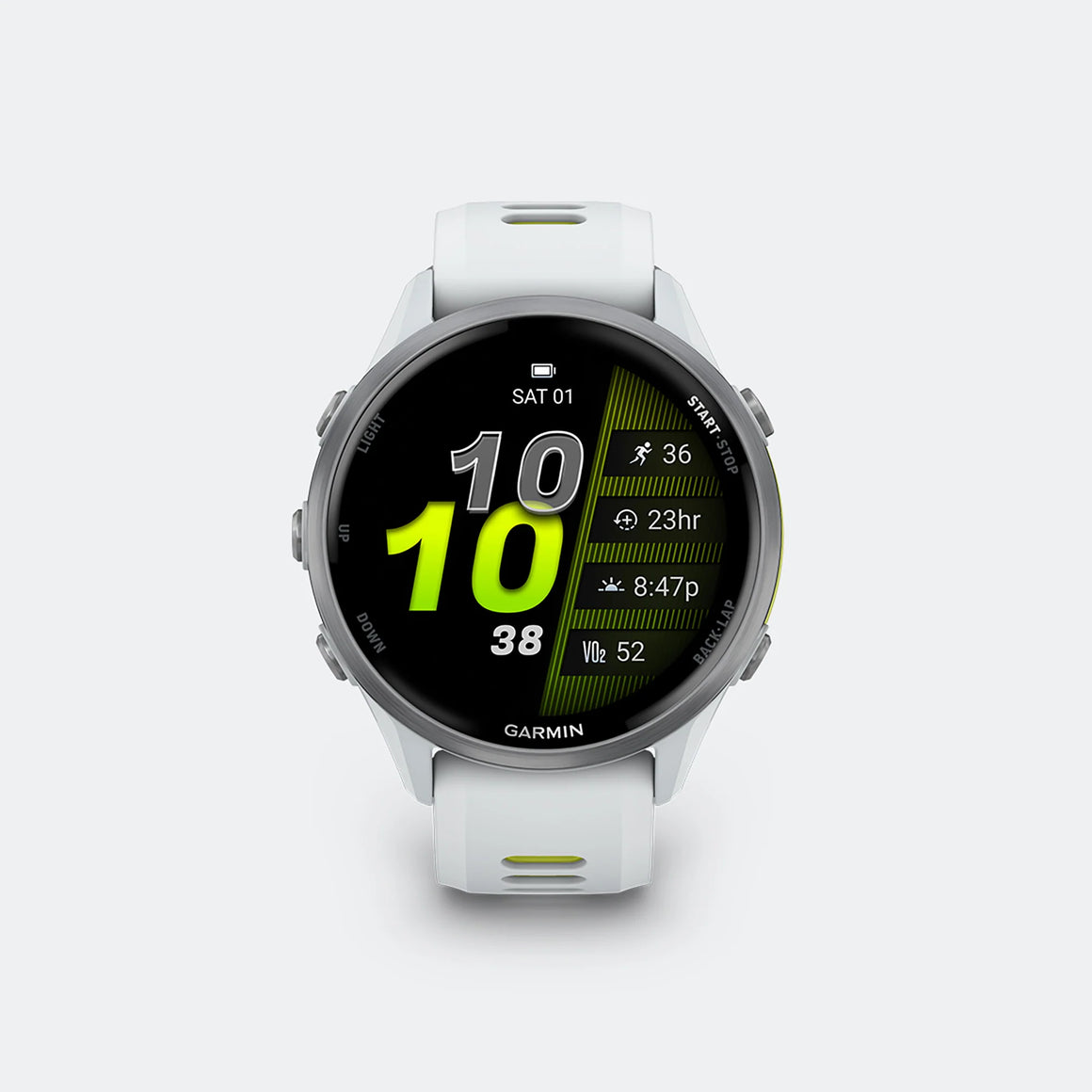 Garmin - Forerunner 970 - Titanium w/Whitestone Case-Whitestone-Translucent amp Yellow Band - Up There Athletics