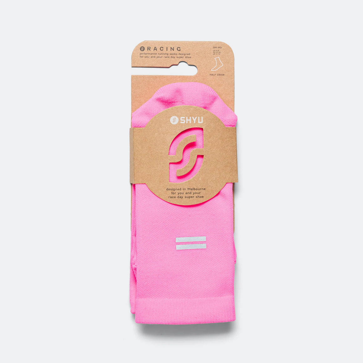 Shyu - Half Crew Racing Socks - Pink/Pink - Up There Athletics