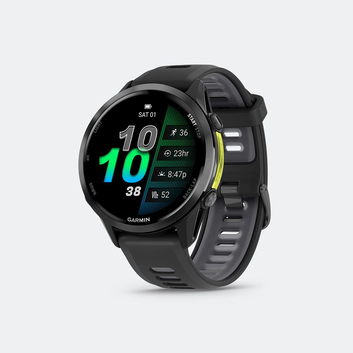 Garmin - Forerunner 970 - Carbon Grey DLC Titanium w/Black Case-Black/Translucent Whitestone Band - Up There Athletics