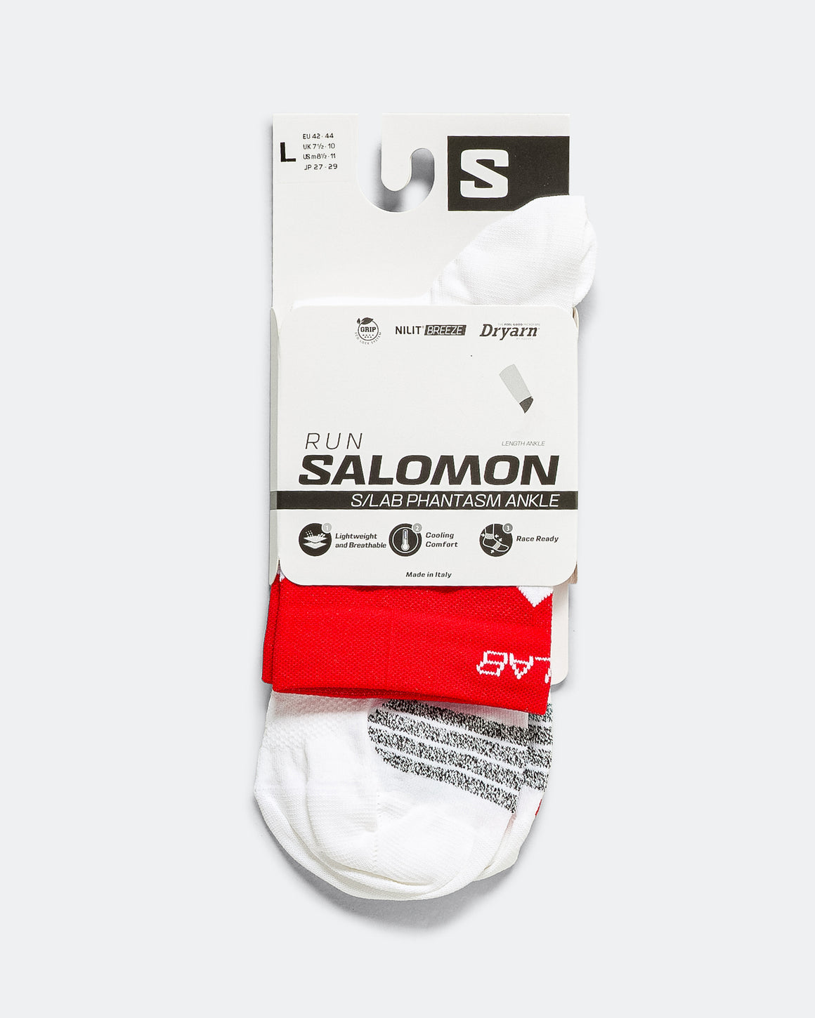 Salomon - S/Lab Phantasm Ankle Socks - White/Fiery Red - Up There Athletics