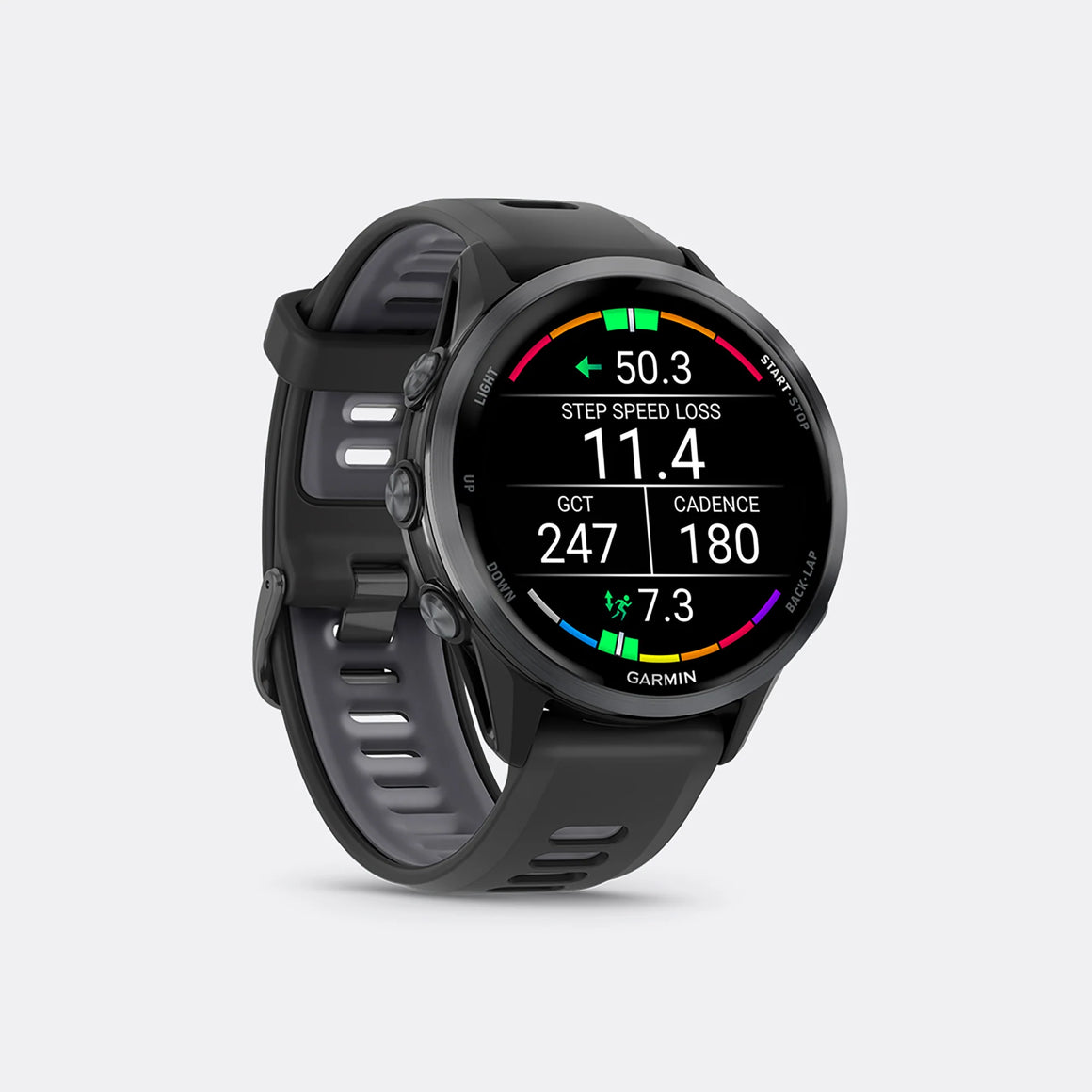 Garmin - Forerunner 970 - Carbon Grey DLC Titanium w/Black Case-Black/Translucent Whitestone Band - Up There Athletics