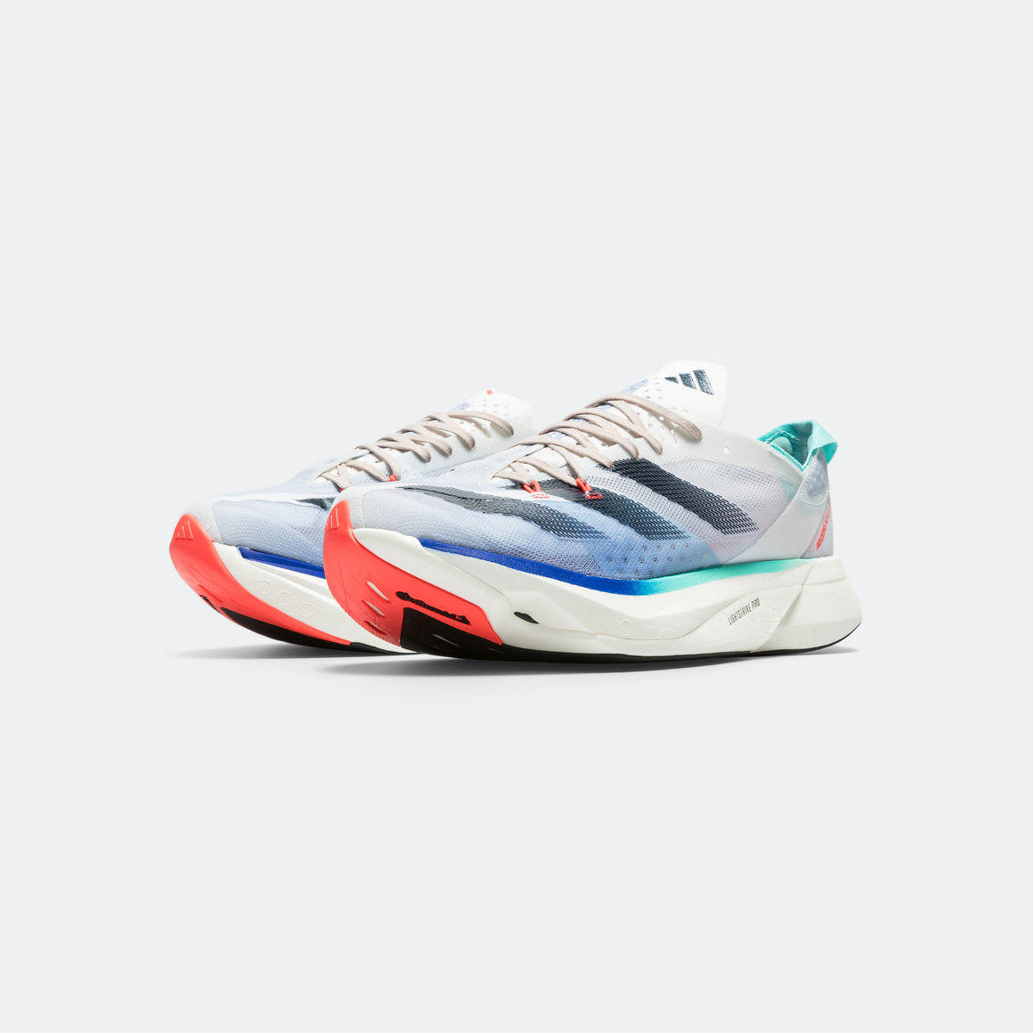 Mens Adizero Adios Pro 3 - Off White/Aura Pink-Flash Aqua