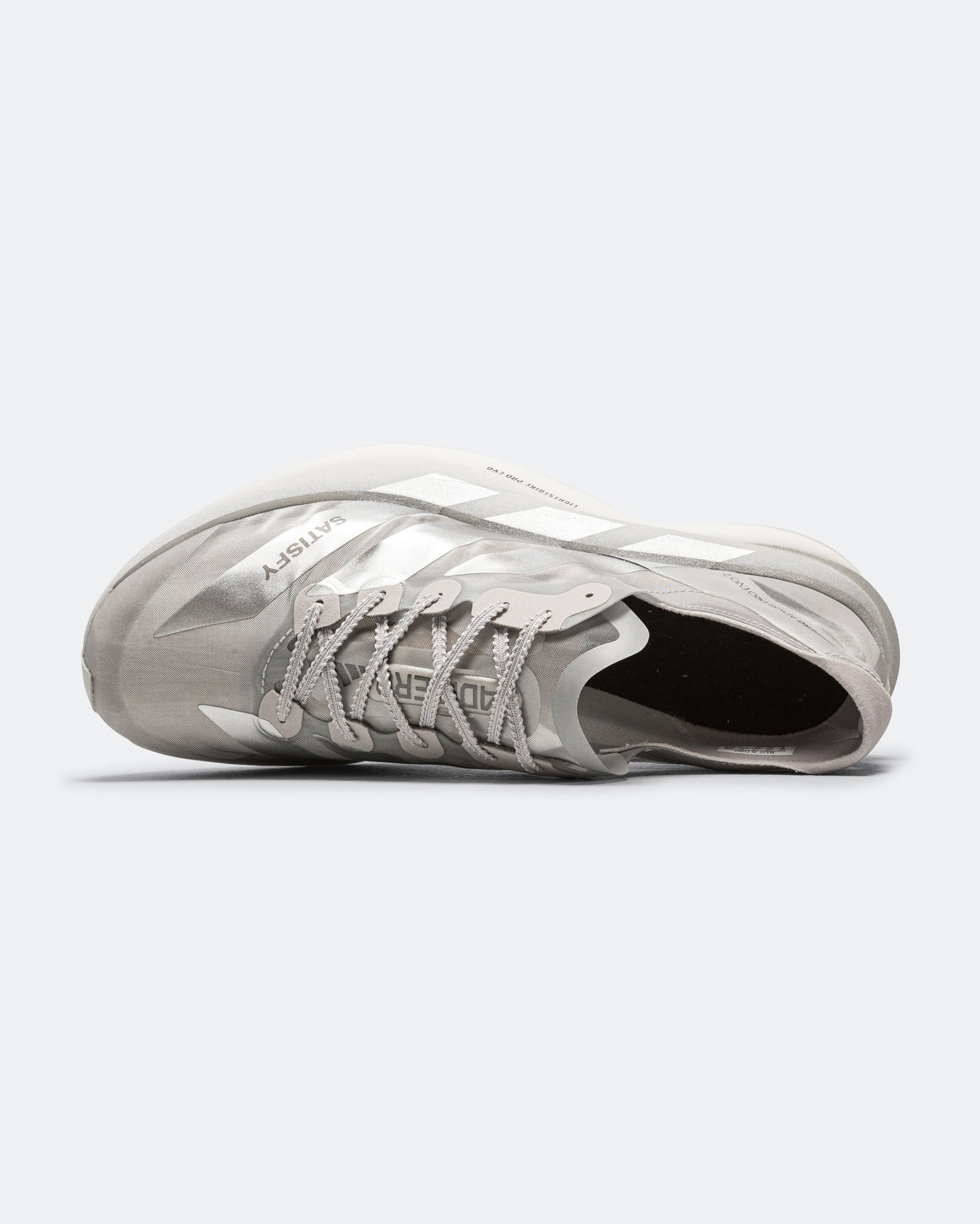 adidas - Adizero Adios Pro Evo 2 x Satisfy - Silver Metallic/Silver Metallic-Grey Two - Up There Athletics