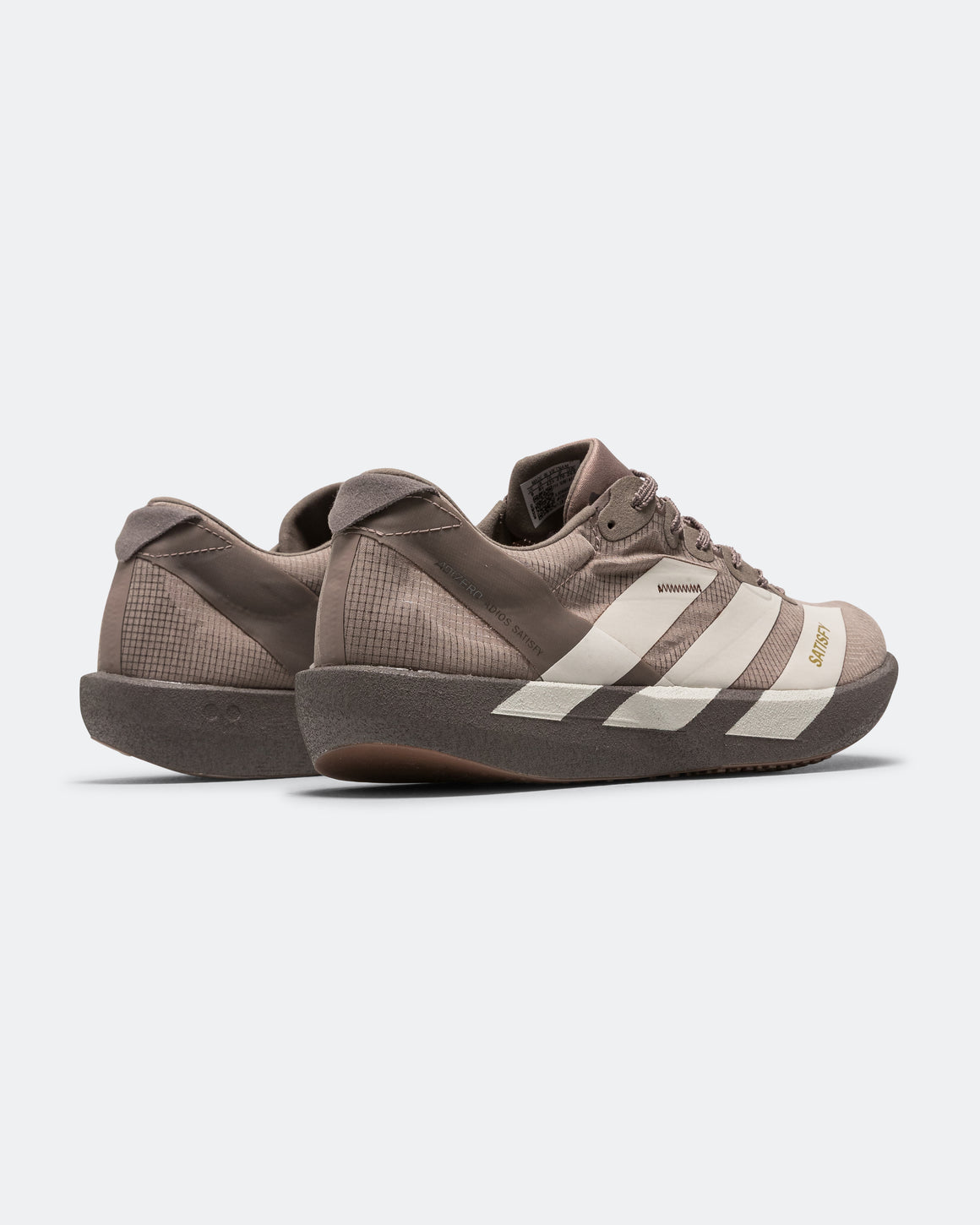 adidas - Womens Adizero Adios 9 x Satisfy - Tech Earth/Pearl Metallic-Charcoal - Up There Athletics