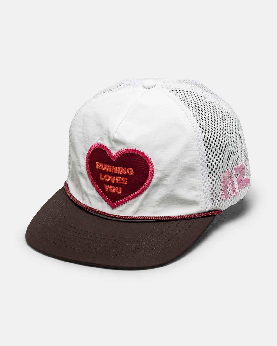 Alex Zono - Love Heart "Running Loves You" Trucker Hat - White - Up There Athletics