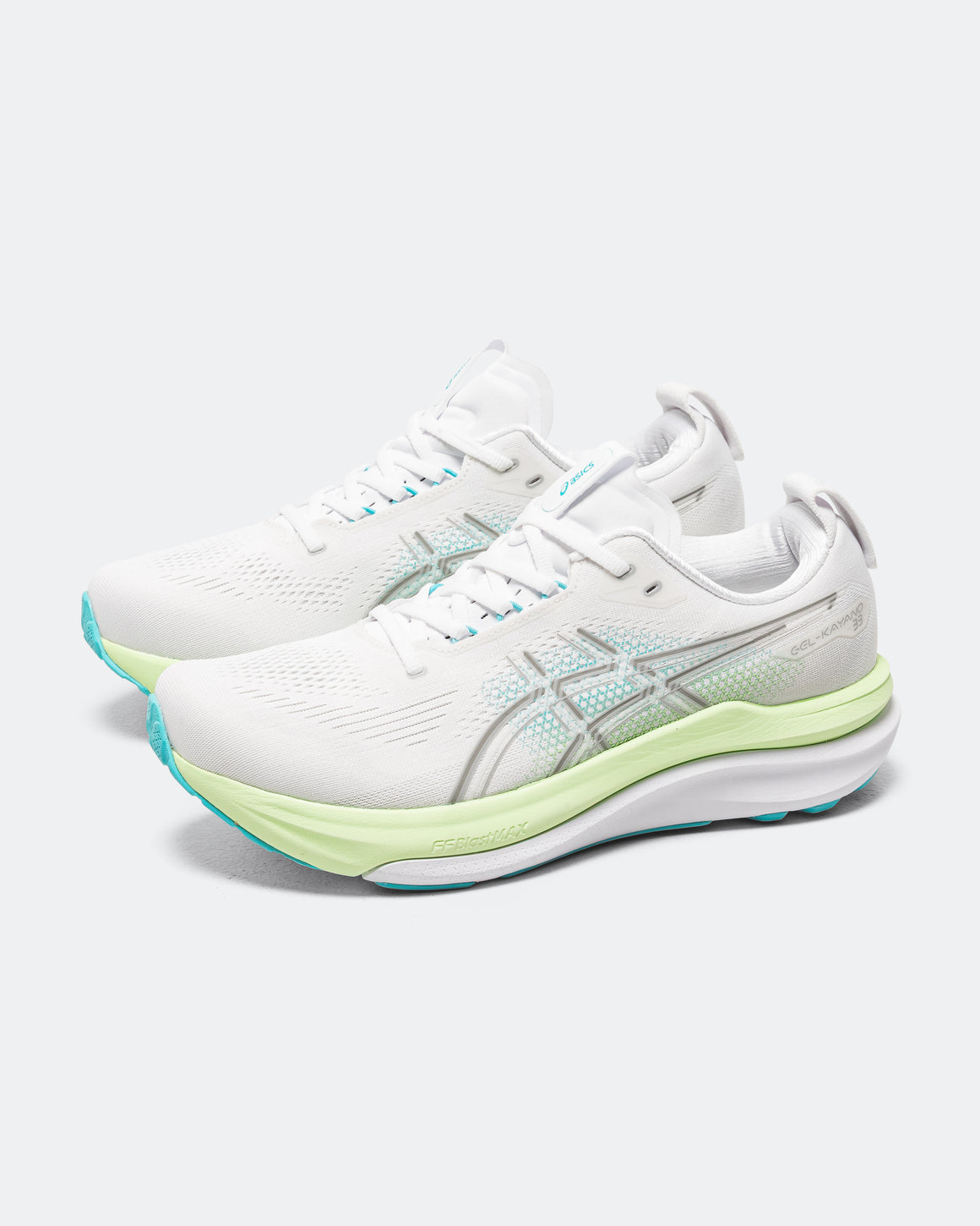 Asics - Mens GEL-Kayano 33 - White/Energy Aqua - Up There Athletics