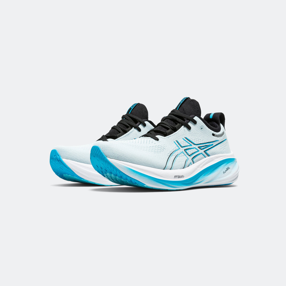 Asics - Mens Gel-Nimbus 26 - Cool Grey/Bright Cyan - Up There Athletics