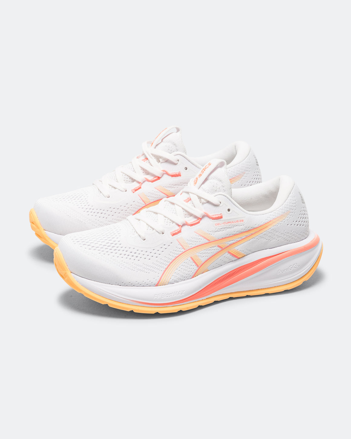 Asics - Womens Gel-Cumulus 28 - White/Orange Glow - Up There Athletics