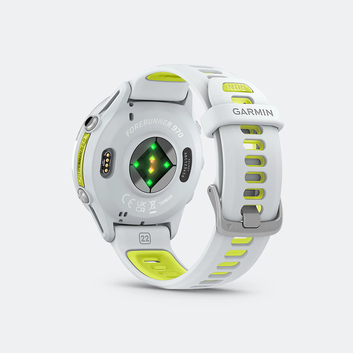 Garmin - Forerunner 970 - Titanium w/Whitestone Case-Whitestone-Translucent amp Yellow Band - Up There Athletics