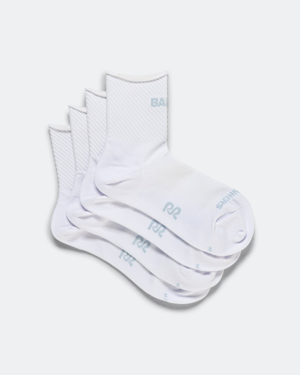 Bandit Running - Lite Run Ribbed Quarter Sock - White with Pavilion Blue (2 Pack) - Up There Athletics