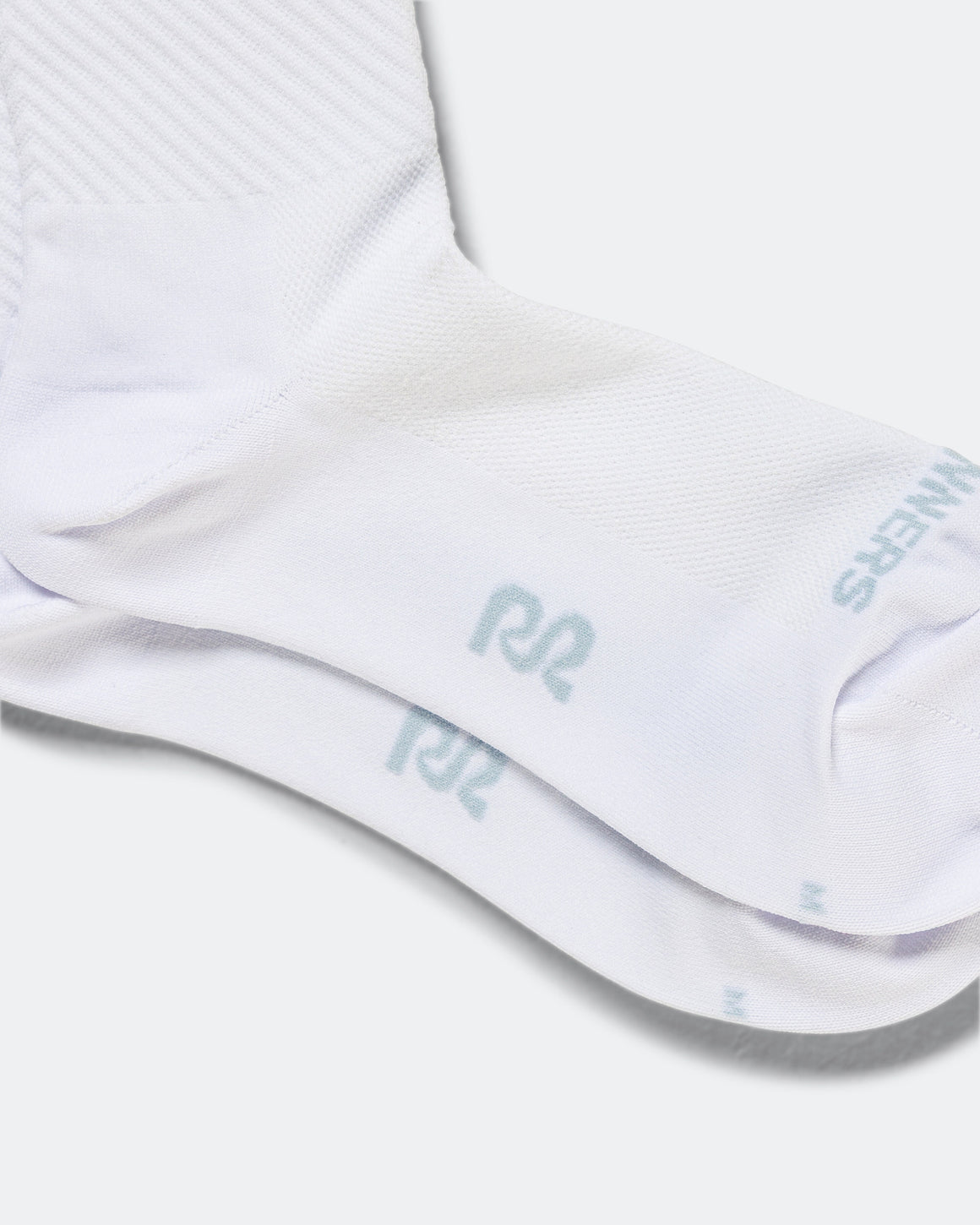 Bandit Running - Lite Run Ribbed Quarter Sock - White with Pavilion Blue (2 Pack) - Up There Athletics