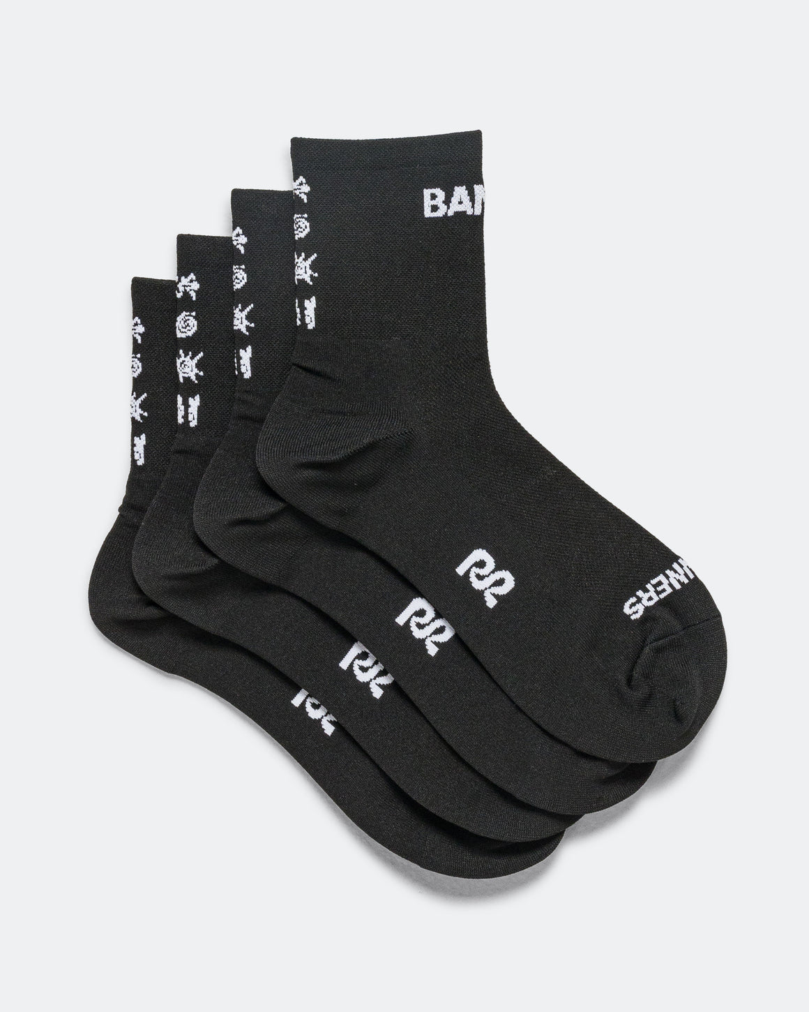 Bandit Running - Lite Run Spring Motif Quarter Socks 2 Pack - Black/White - Up There Athletics