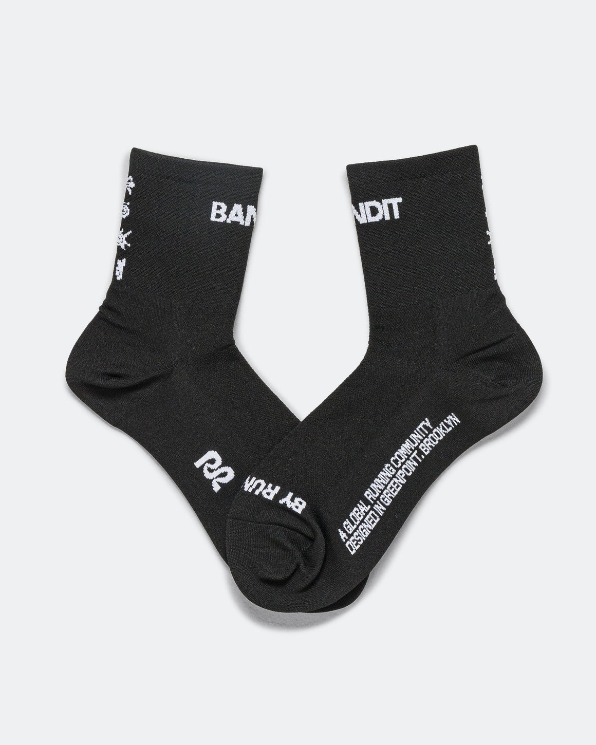 Bandit Running - Lite Run Spring Motif Quarter Socks 2 Pack - Black/White - Up There Athletics