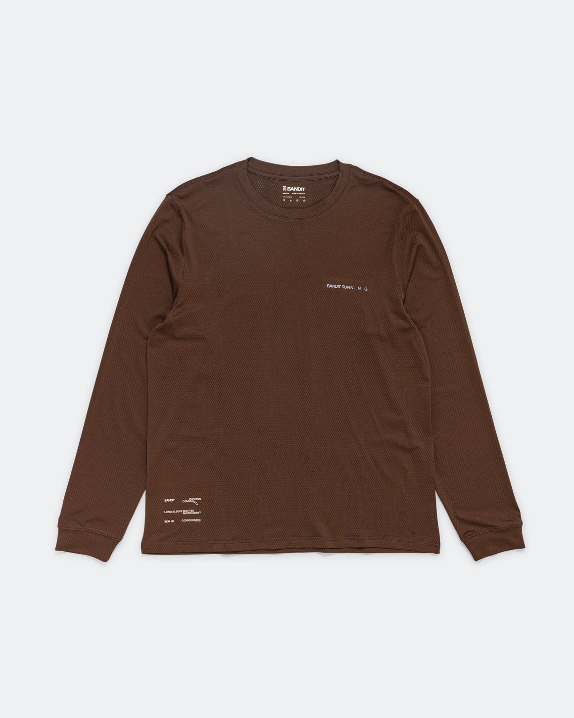 Bandit Running - Mens MicroMesh Long Sleeve Performance Tee - Cacao - Up There Athletics