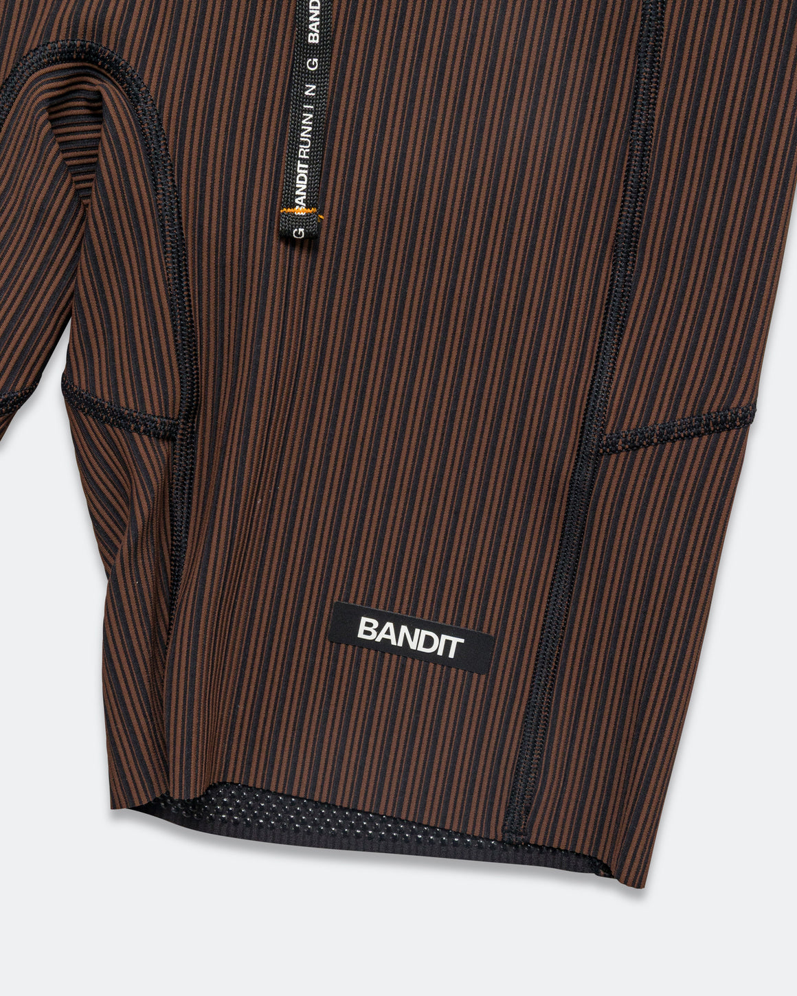 Bandit Running - Mens Striped Cadence 7 Pocket Lined Half Tights - Cacao/Black - Up There Athletics