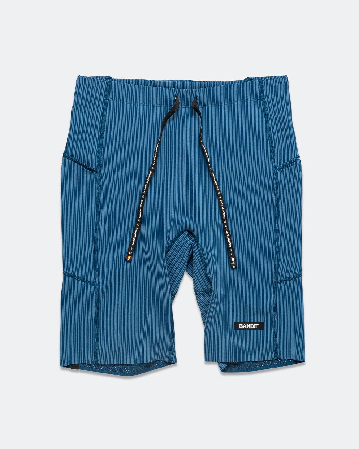 Bandit Running - Mens Striped Cadence 7 Pocket Lined Half Tights - Ink Blue/Aegean - Up There Athletics