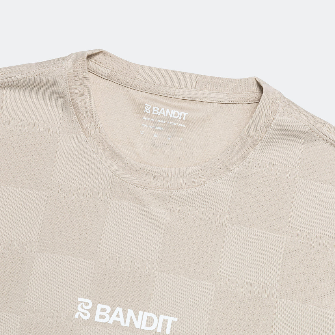 Bandit Running - Cheque Jacquard Long Sleeve - Stone - Up There Athletics