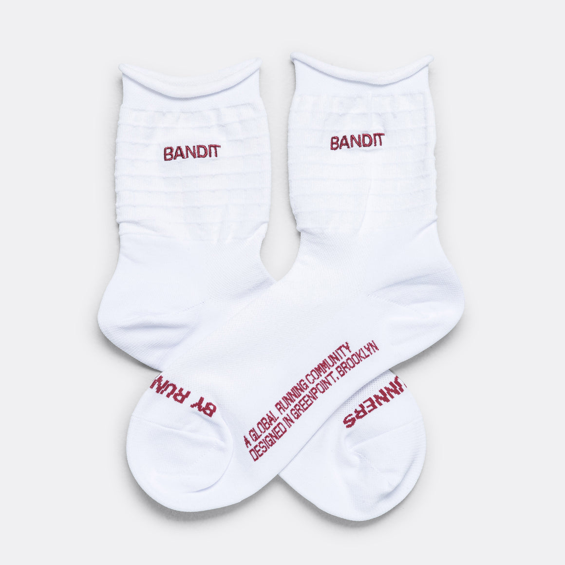 Bandit Running - Grid Knit™ Run Socks- 2 Pack - White/Cherry - Up There Athletics