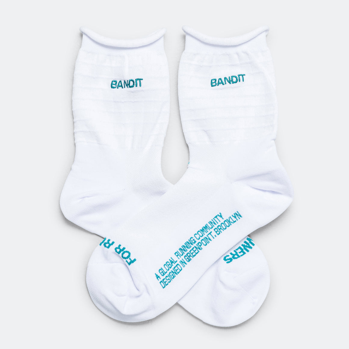 Bandit Running - Grid Knit™ Run Socks- 2 Pack - White/Tide Pool - Up There Athletics