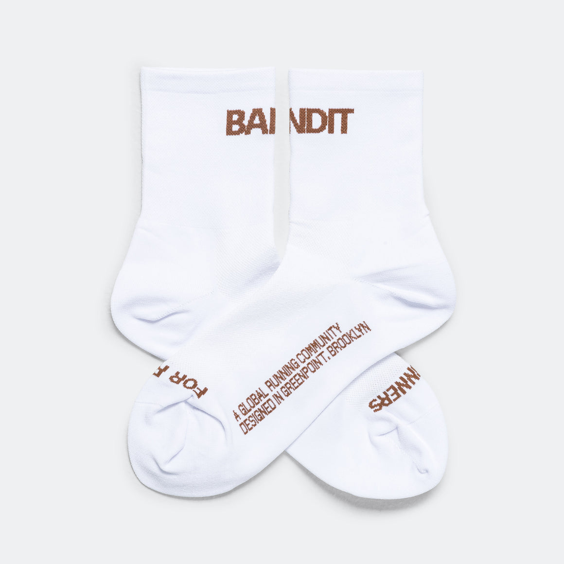 Bandit Running - Lite Run Quarter Socks - White with Nutmeg - 2 Pack - Up There Athletics