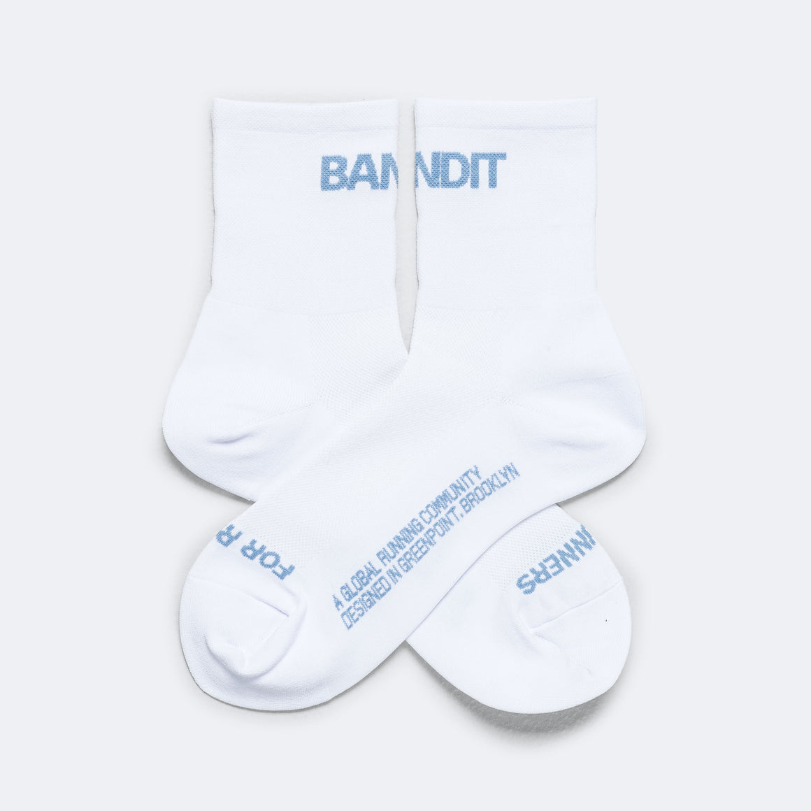 Bandit Running - Lite Run Quarter Socks - White with Skyline - 2 Pack - Up There Athletics