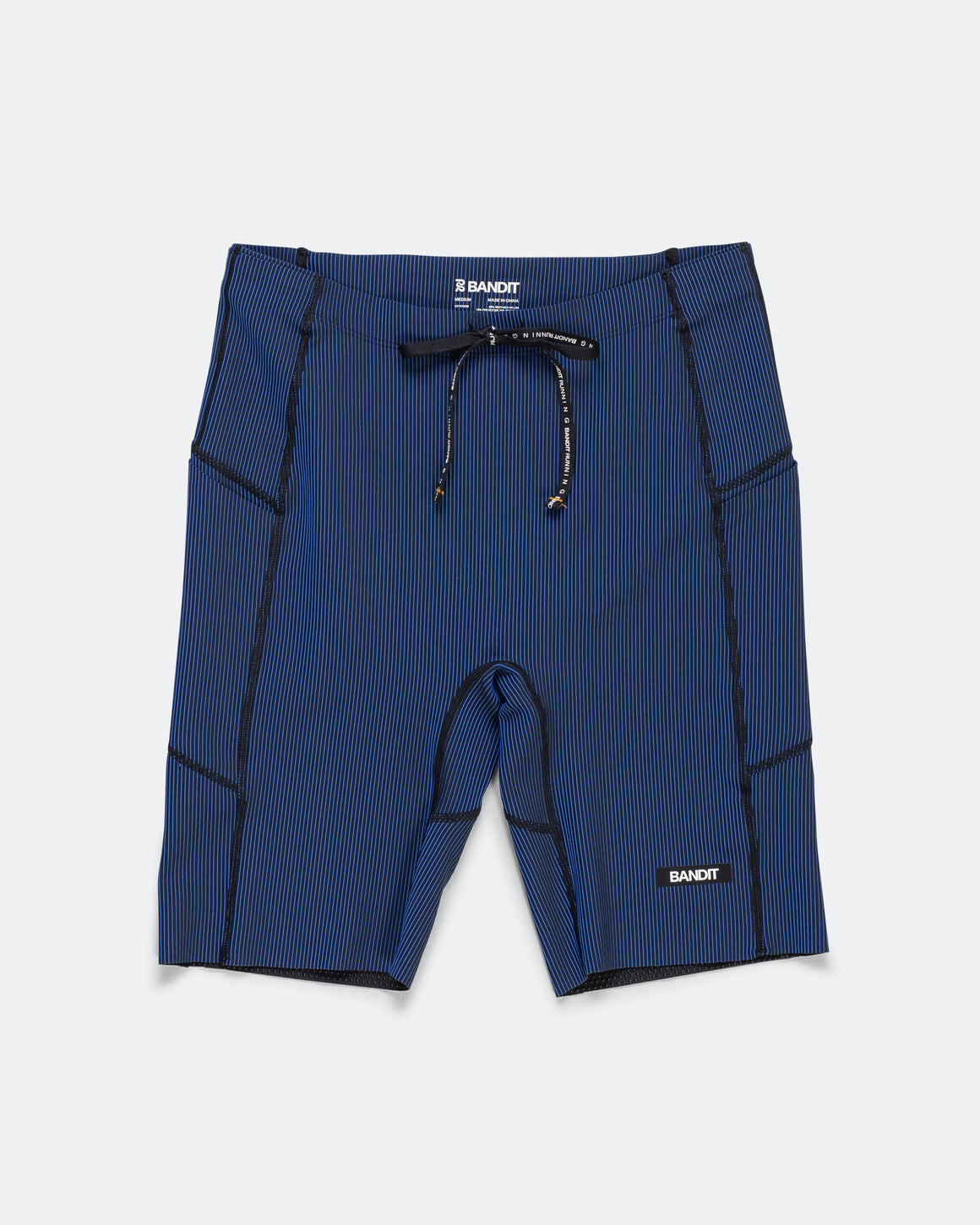 Bandit Running - Mens Striped Cadence Half Tights - Black/Bauhaus Blue - Up There Athletics