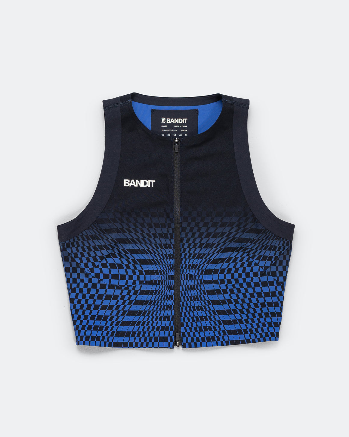 Bandit Running - Womens Adapto 2-Way Zip Race Crop - Bauhaus Blue - Up There Athletics