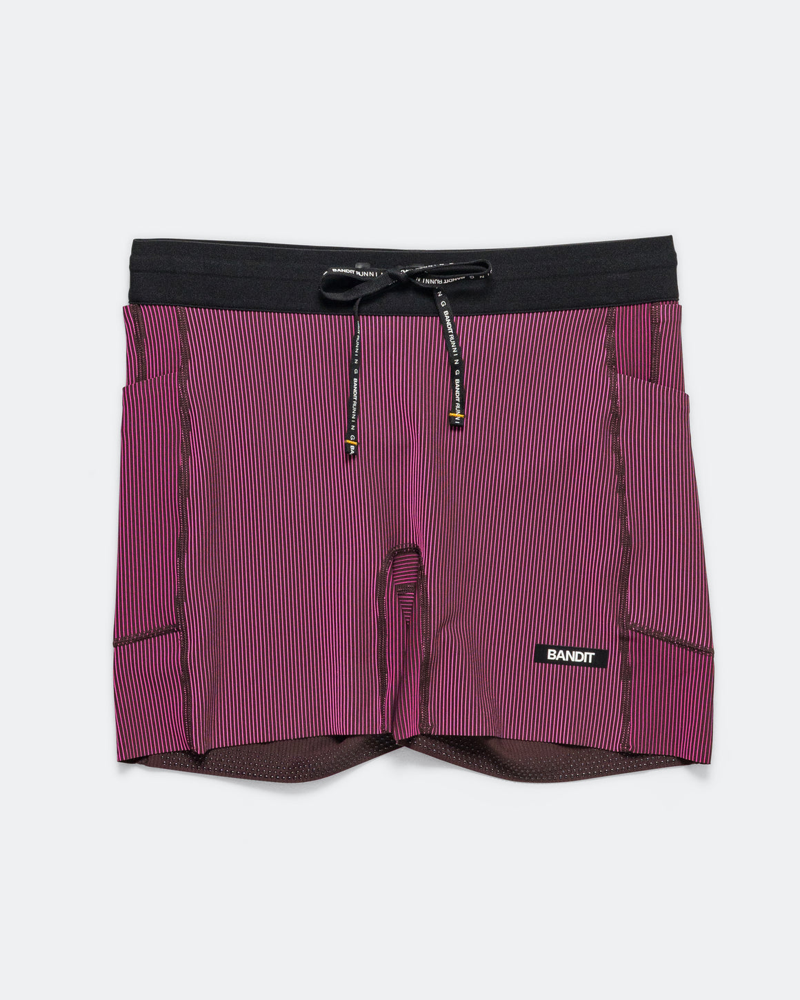 Bandit Running - Womens Striped Cadence 5in Compression Shorts - Espresso/Azalea - Up There Athletics