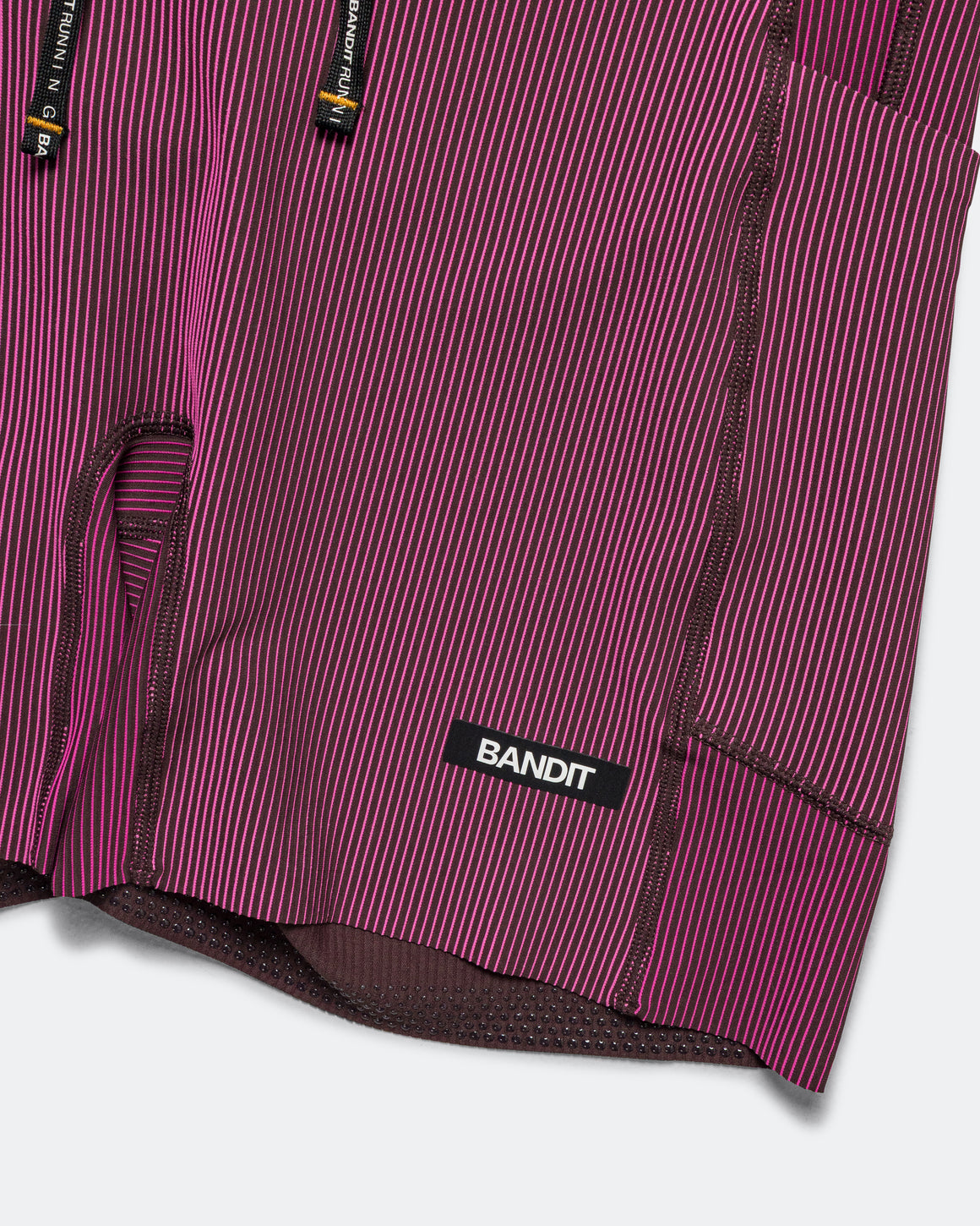 Bandit Running - Womens Striped Cadence 5in Compression Shorts - Espresso/Azalea - Up There Athletics