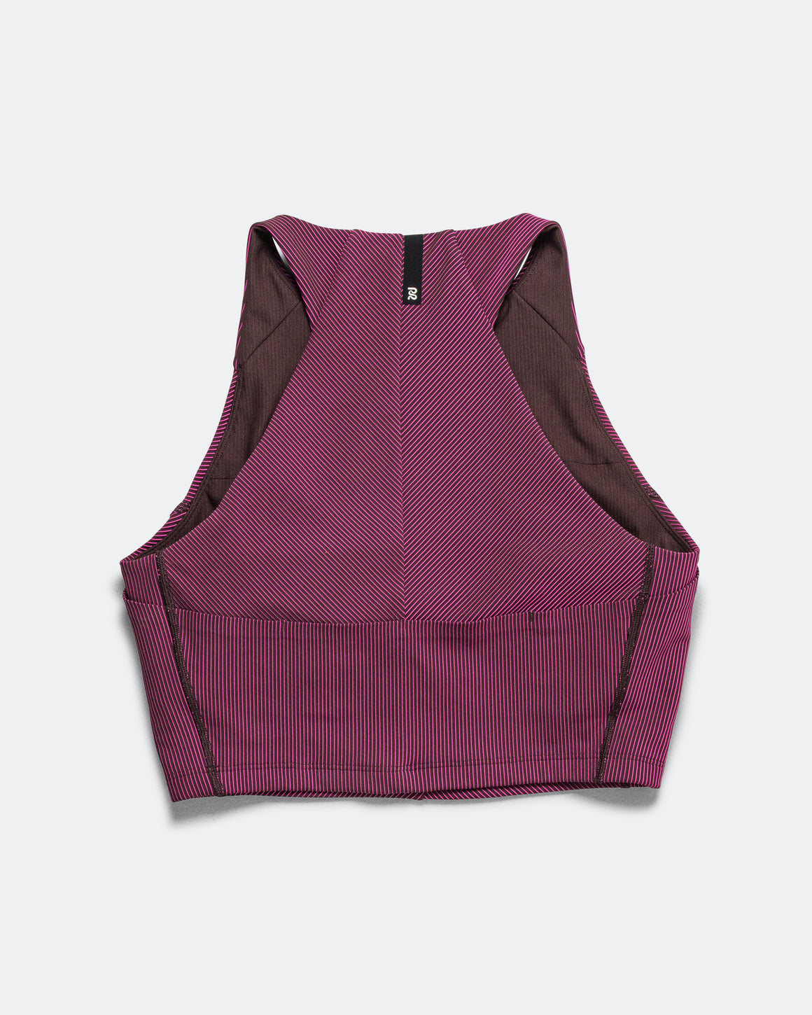 Bandit Running - Womens Striped Cadence Zip Front Race Crop - Espresso/Azalea - Up There Athletics