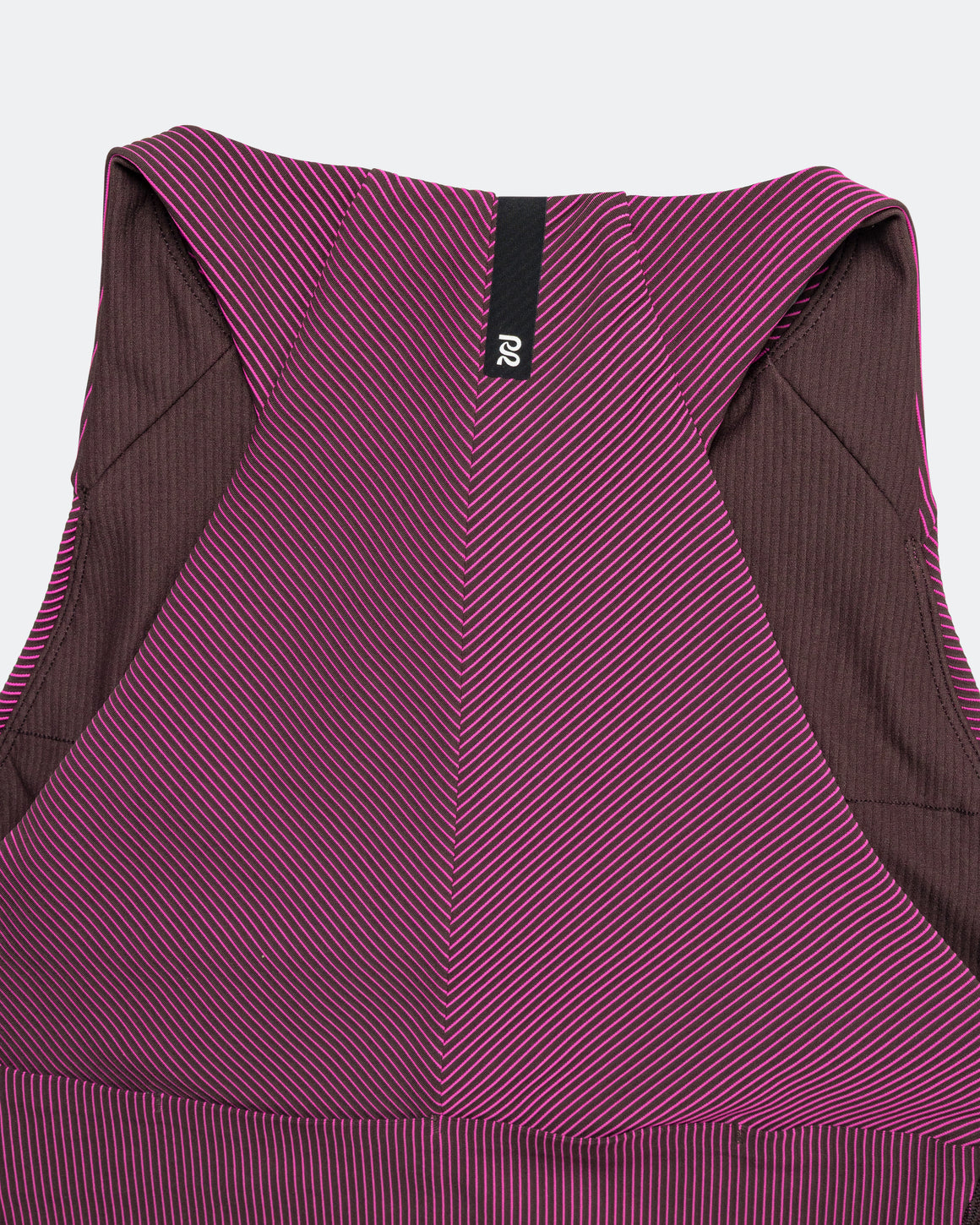Bandit Running - Womens Striped Cadence Zip Front Race Crop - Espresso/Azalea - Up There Athletics