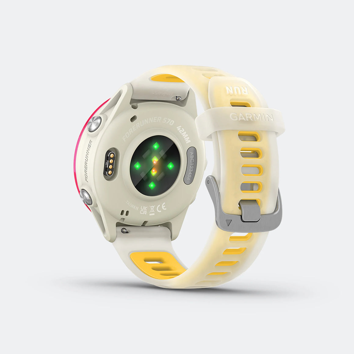 Garmin - Forerunner 570 - 42mm - Raspberry Aluminum w/Translucent Bone-Mango Band - Up There Athletics