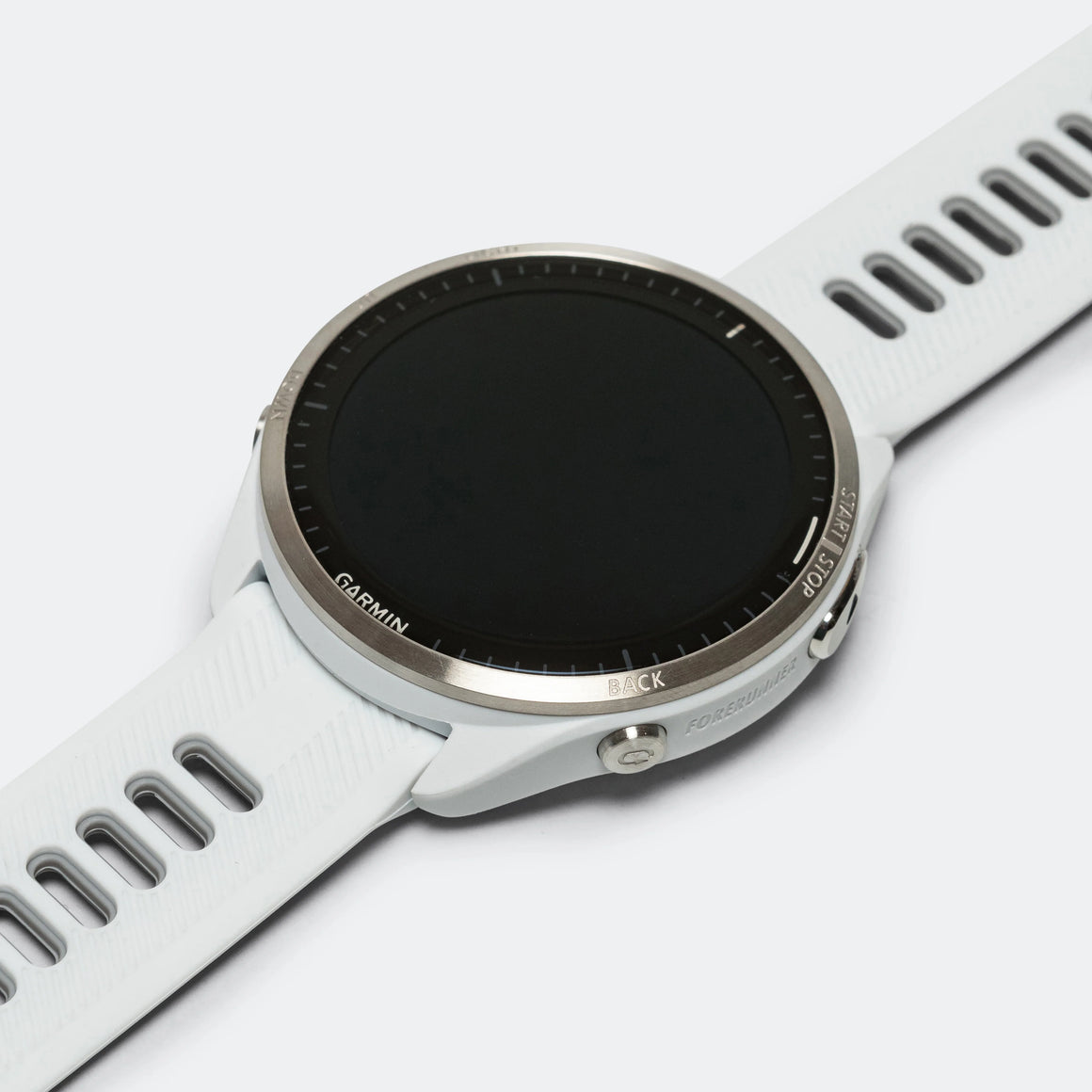 Garmin - Forerunner 965 - Titanium Bezel w/Whitestone Case & Whitestone/Powder Grey Silicone Band - Up There Athletics
