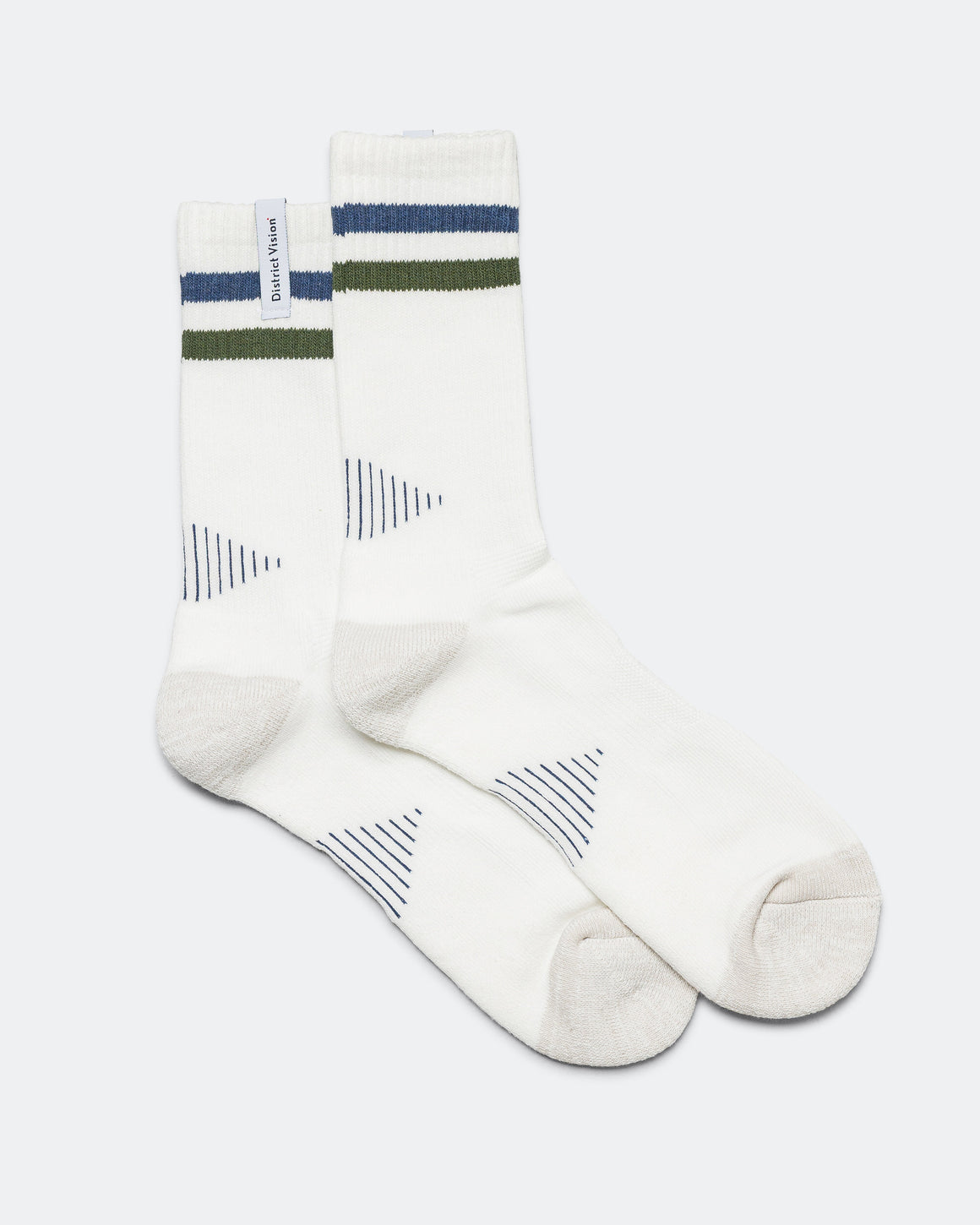 District Vision - Japanese Organic Cotton Socks - White/Navy - Up There Athletics