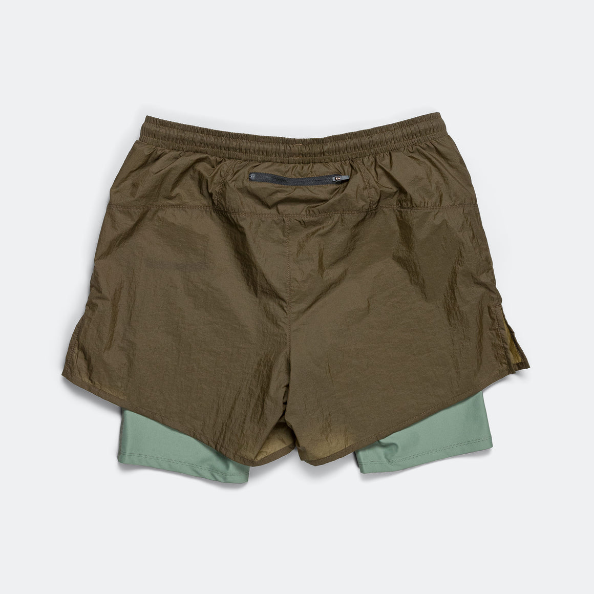 District Vision - Mens Ripstop Layered Trail Shorts - Olive - Up There Athletics