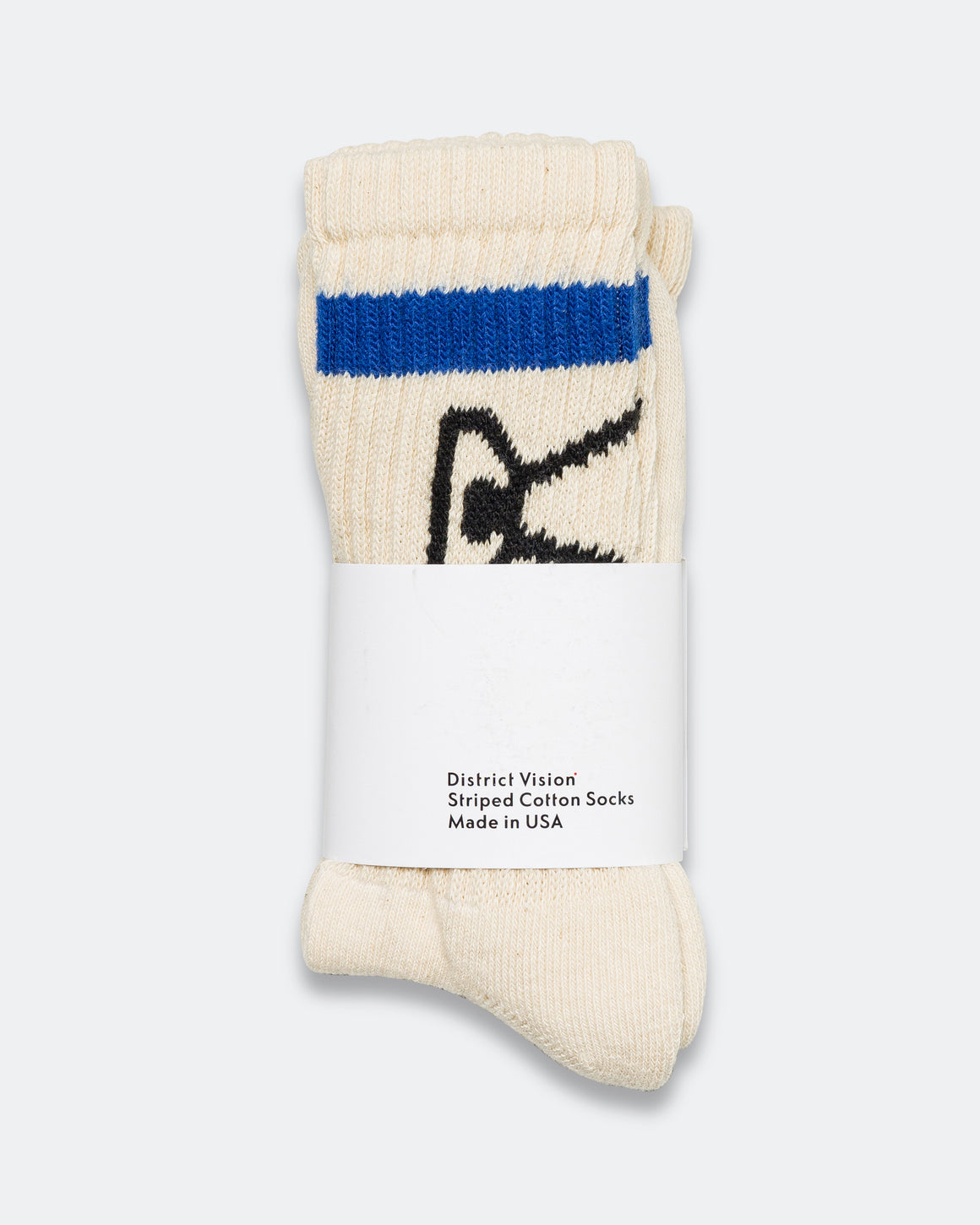 District Vision - USA Cotton Socks 2 Pack - Cream & Navy/Green Stripes - Up There Athletics