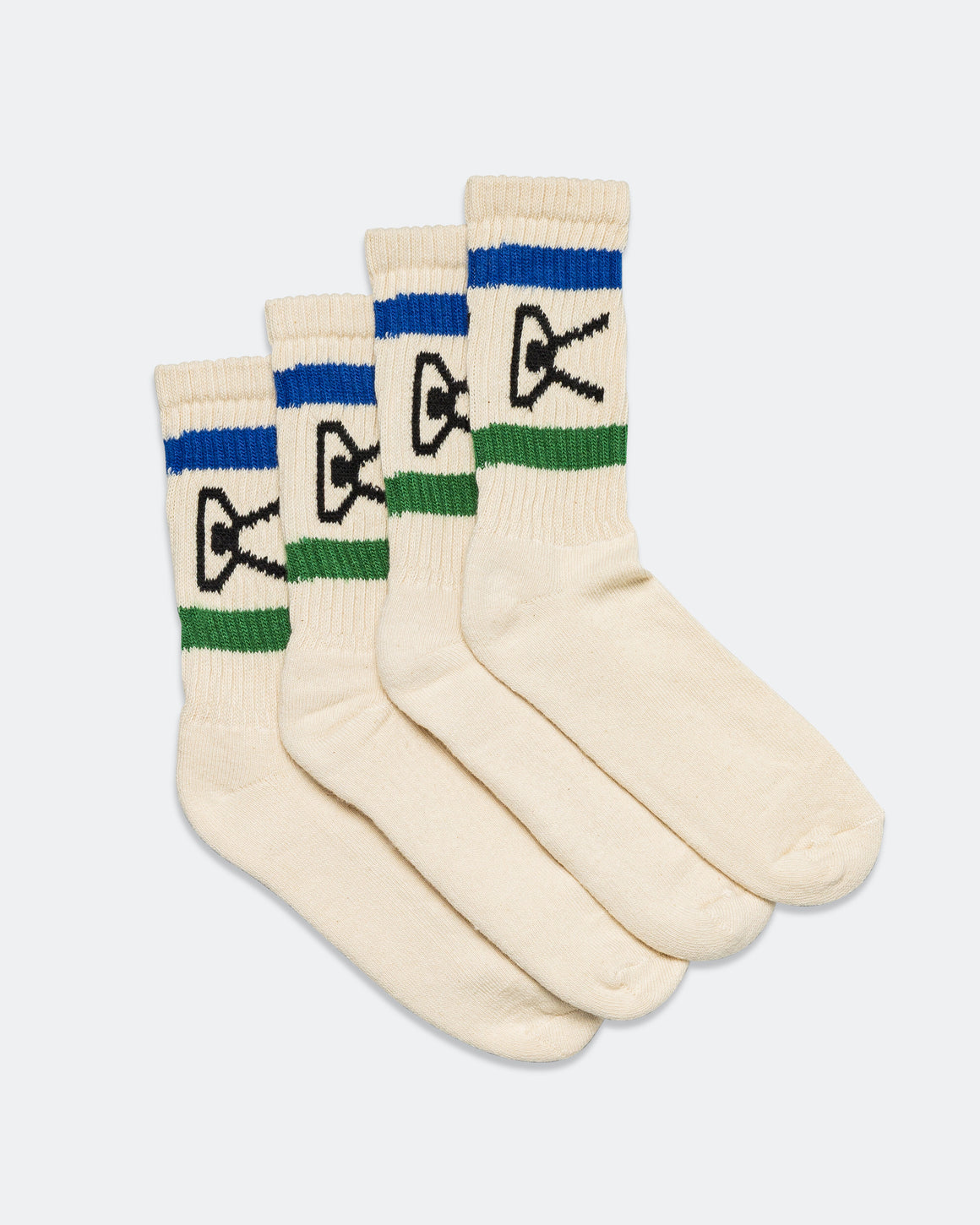 District Vision - USA Cotton Socks 2 Pack - Cream & Navy/Green Stripes - Up There Athletics