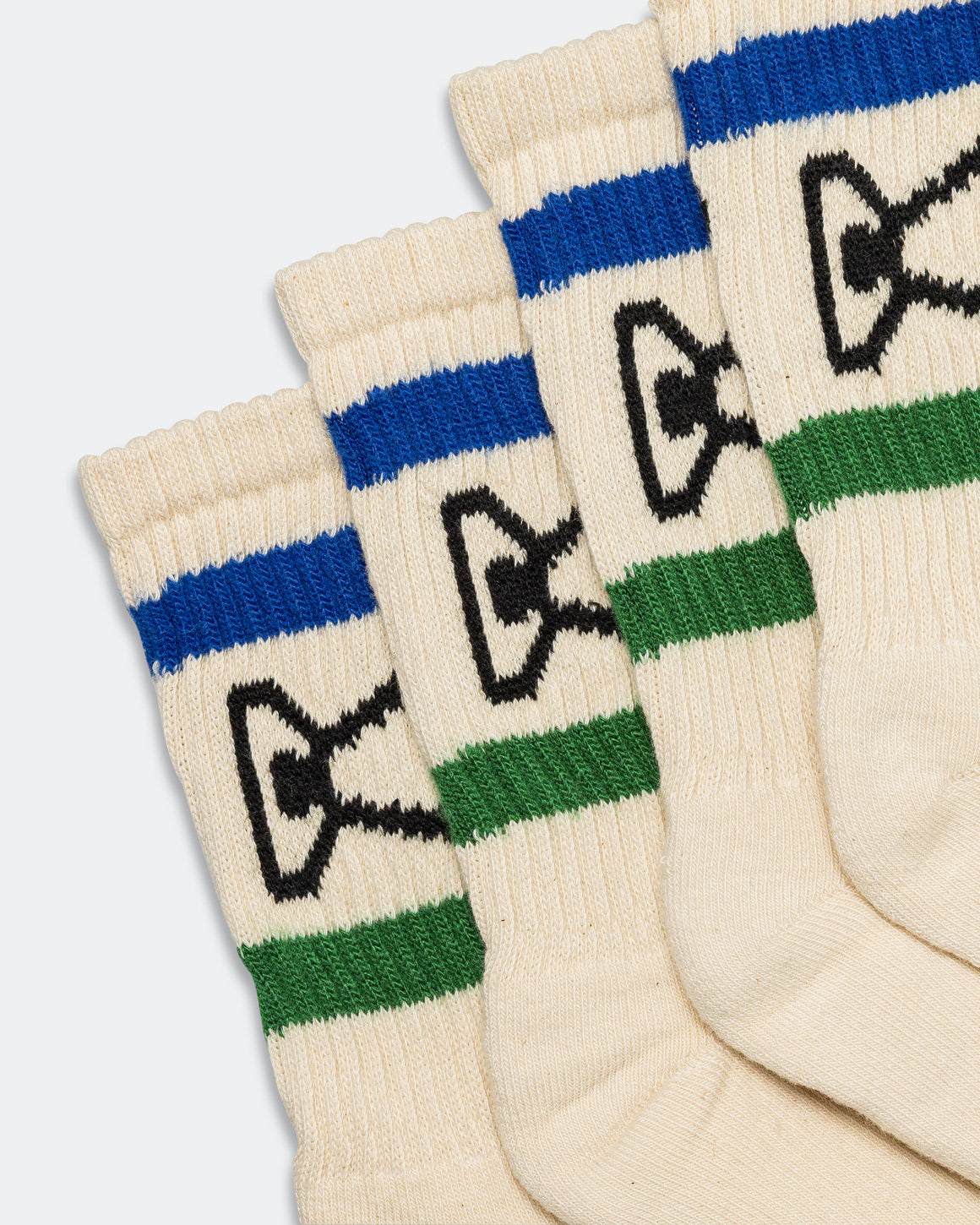 District Vision - USA Cotton Socks 2 Pack - Cream & Navy/Green Stripes - Up There Athletics