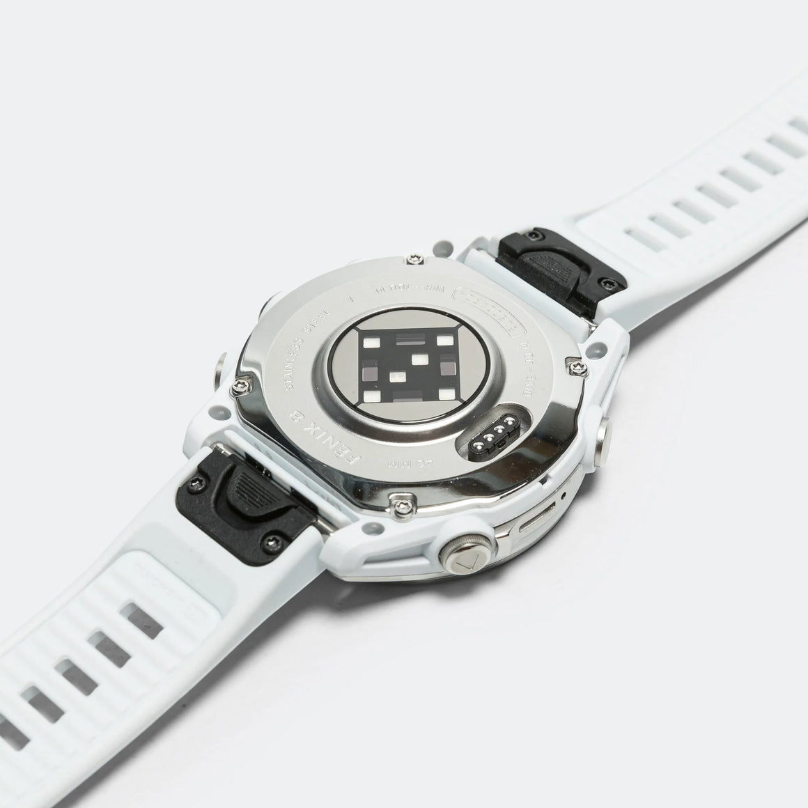 Garmin - fenix 8 - 43mm  AMOLED - Silver w/Whitestone silicone band - Up There Athletics