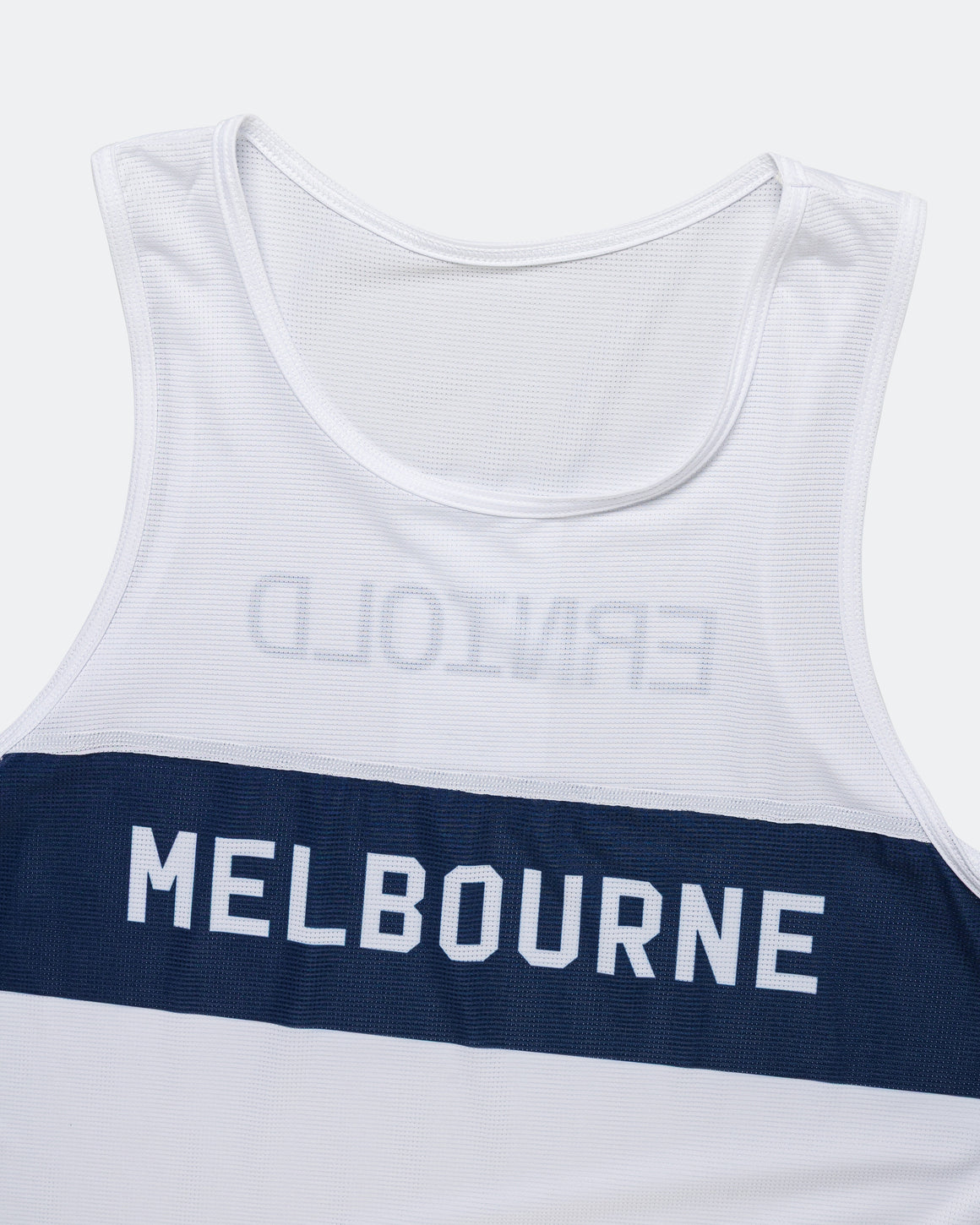 Erniold - Mens Race Singlet Melbourne - White/Navy - Up There Athletics